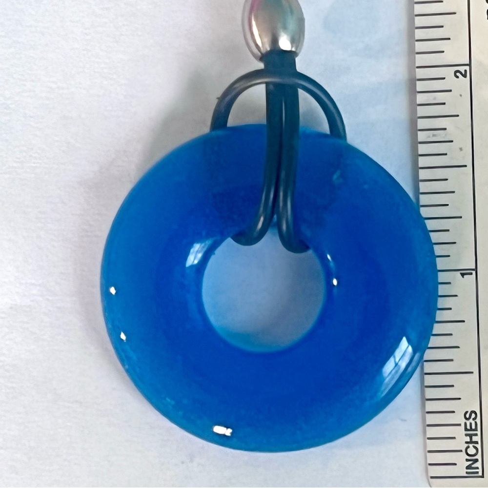Blue Art Glass Doughnut Pendant Cast Glass Pendant